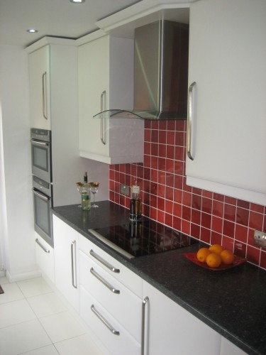 Gally style kitchen replacement with Axiom Lustre worktops for Mrs Fisher, Lower Early