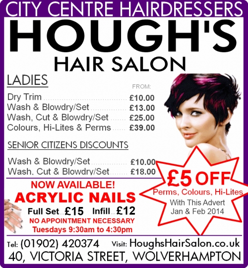 Hough's Hair Salon Wolverhampton, Hairdressers (Unisex) In Wolverhampton