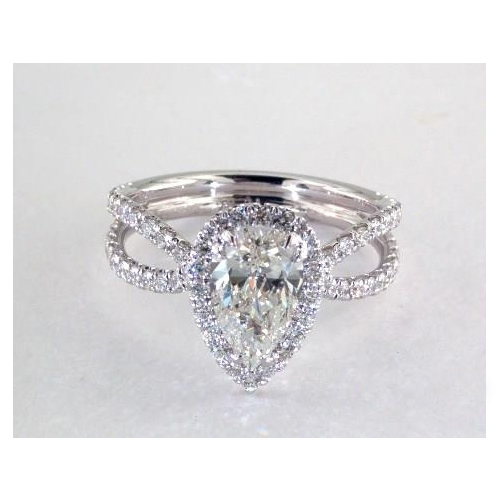 2 Cts Elevated Split Shank Halo Pave Diamond Engagement Ring