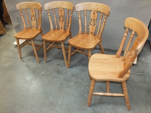 Set of 4 Farmhouse Fiddle-back Chairs