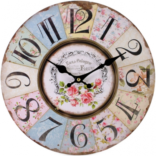 Shabby Chic Rose Wooden Floral Clock