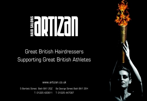 Advert with Amy Williams holding the olympic torch.