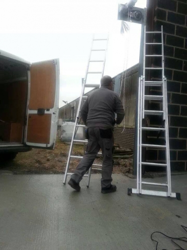 Our Managing Director Dan working on a Roller Shutter install at Dace Print, Rotherham