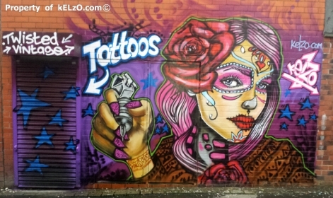 Back of a tattooo parlour in Bolton, Gtr Manchester 2013
