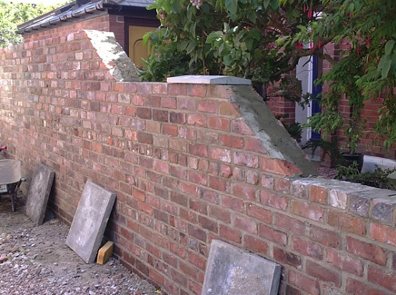 Boundary Wall Whitley Bay, built using reclaimed bricks from previous derelict wall