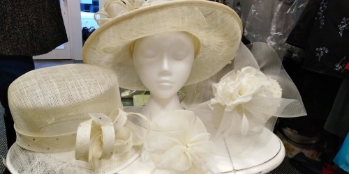 a selection of our cream/white hats and fascinators